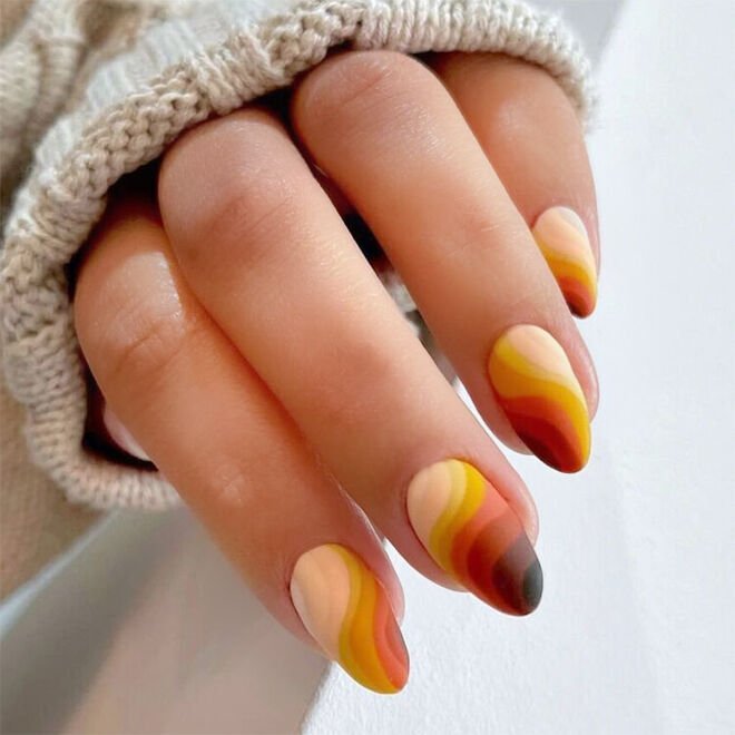 manicure in the style of the 70s 2024 trendy design photo