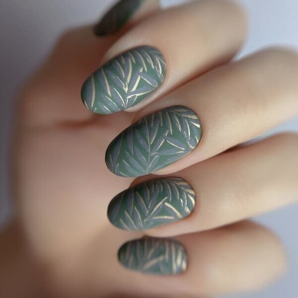 elegant manicure warm green