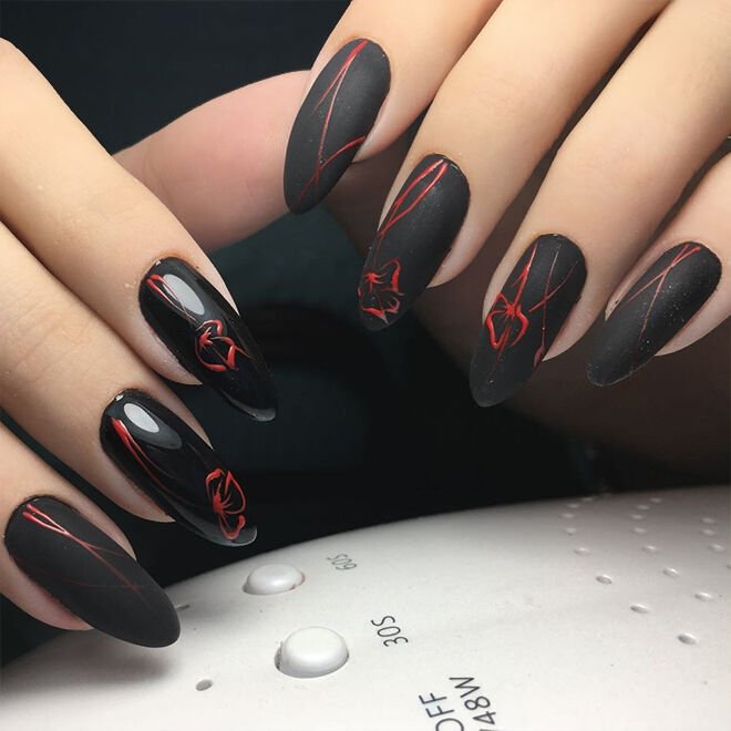 trendy black manicure with art gel ideas with photos 2024